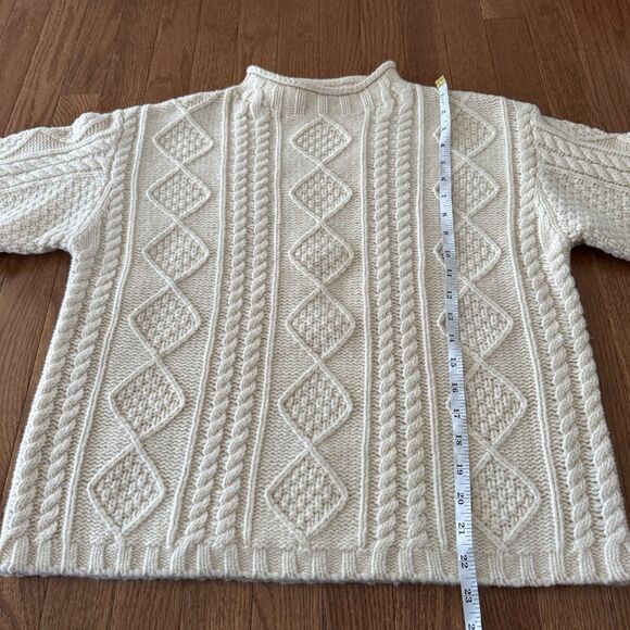 Frances Valentine Sweater Women’s Large Chunky Cableknit Fisherman Wool Crewneck - Picture 9 of 12